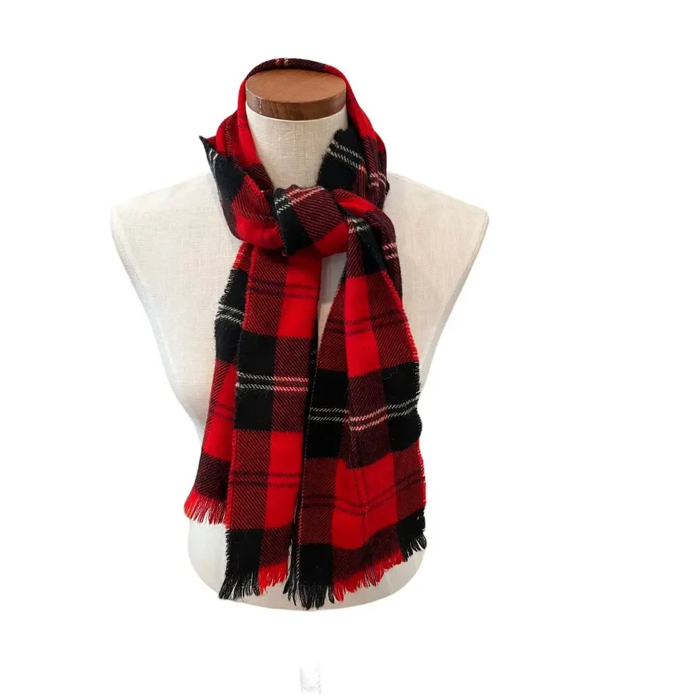Locharron for Tartan Shops Red Plaid Scottish Wool Scarf